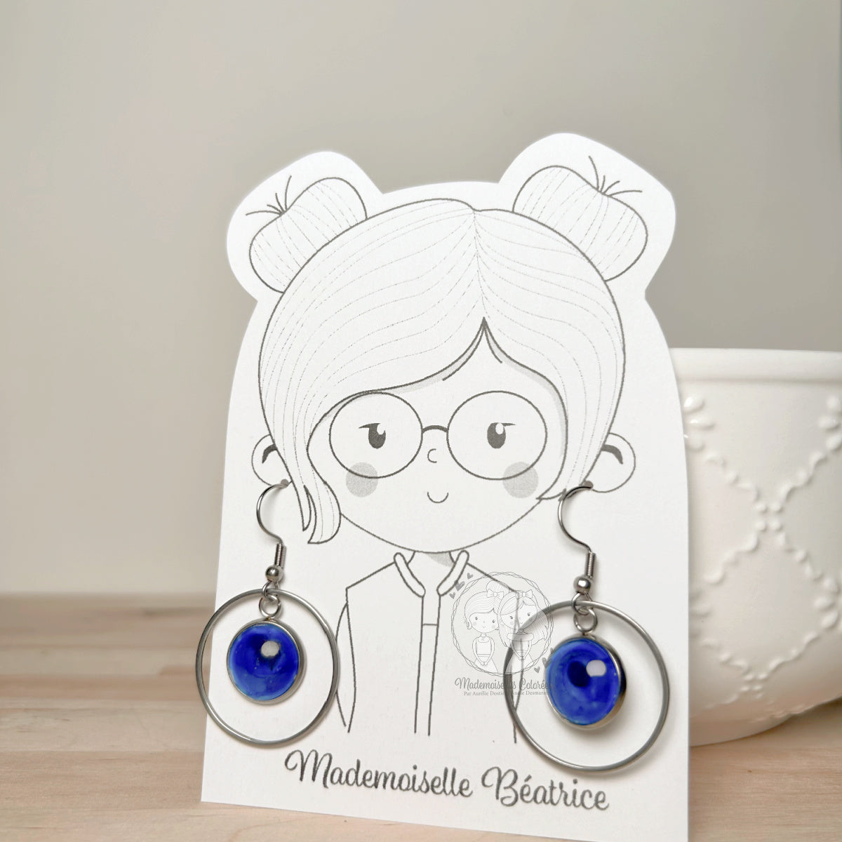 Boucles d'oreilles Pendantes géométriques bleues