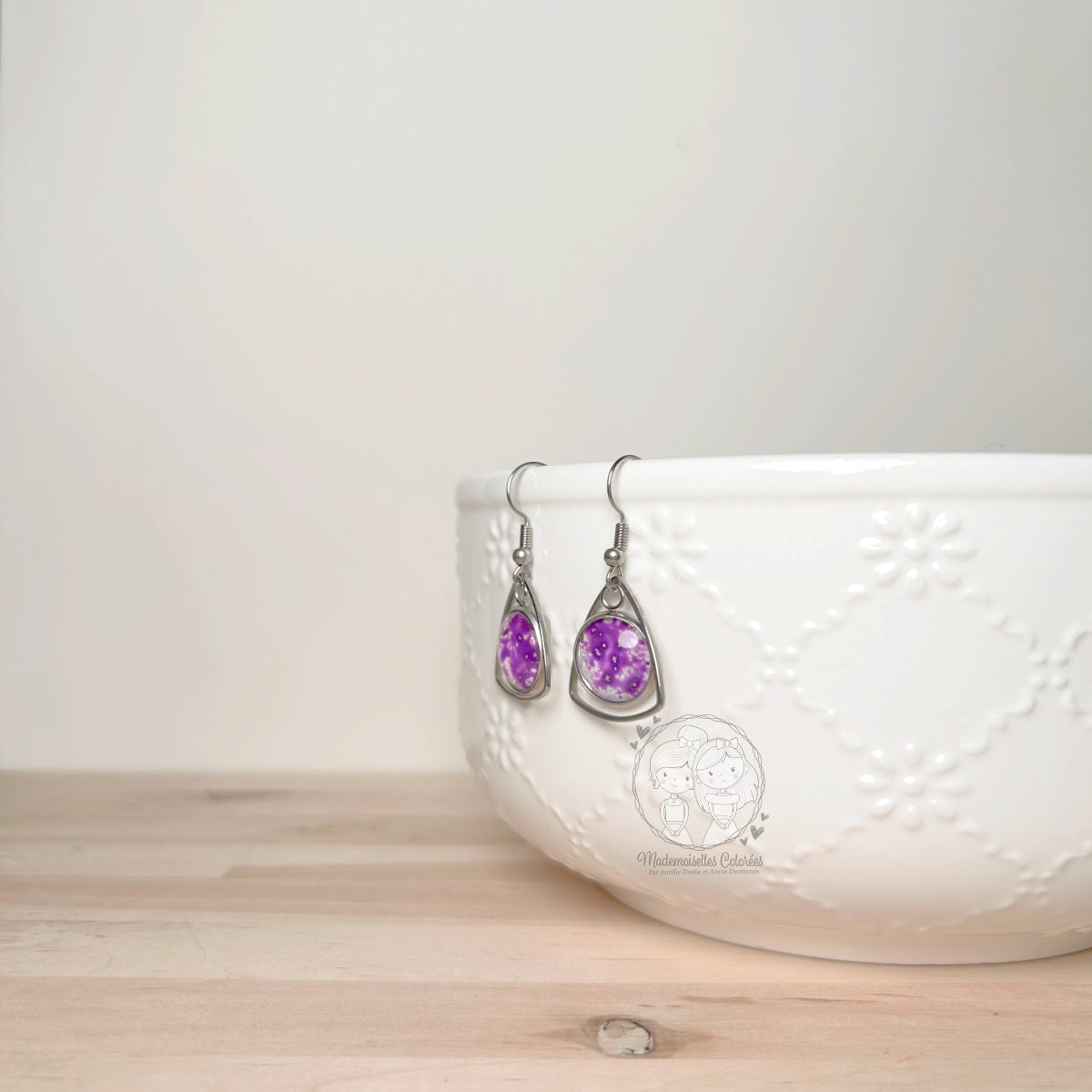 Boucles d'oreilles Pendantes géométriques violet