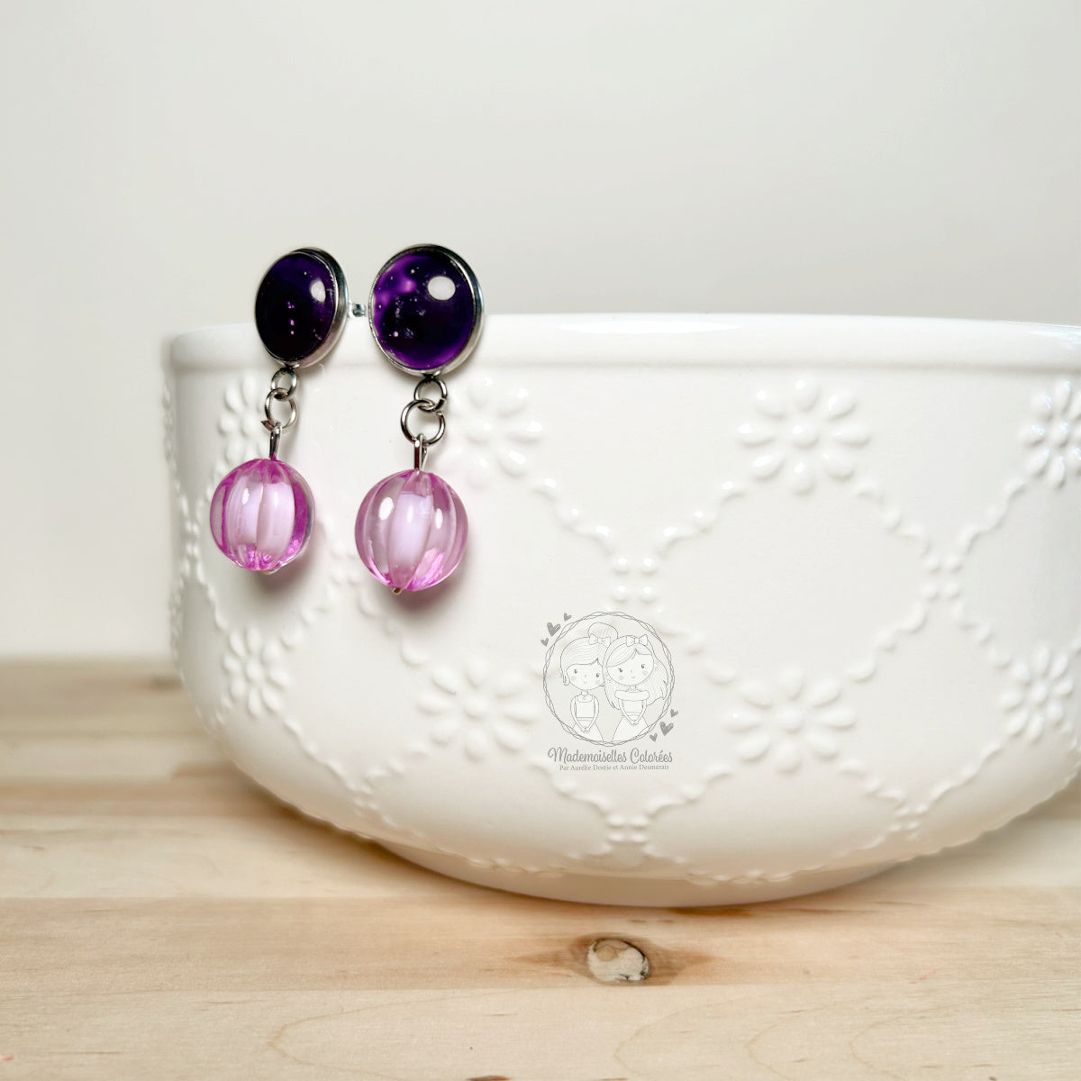 Boucles d'oreilles Pendantes Violettes