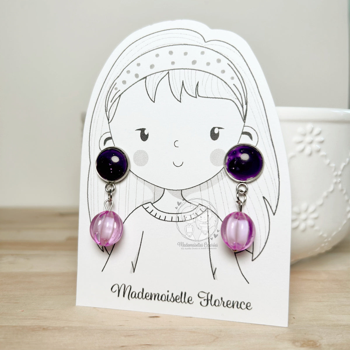 Boucles d'oreilles Pendantes Violettes