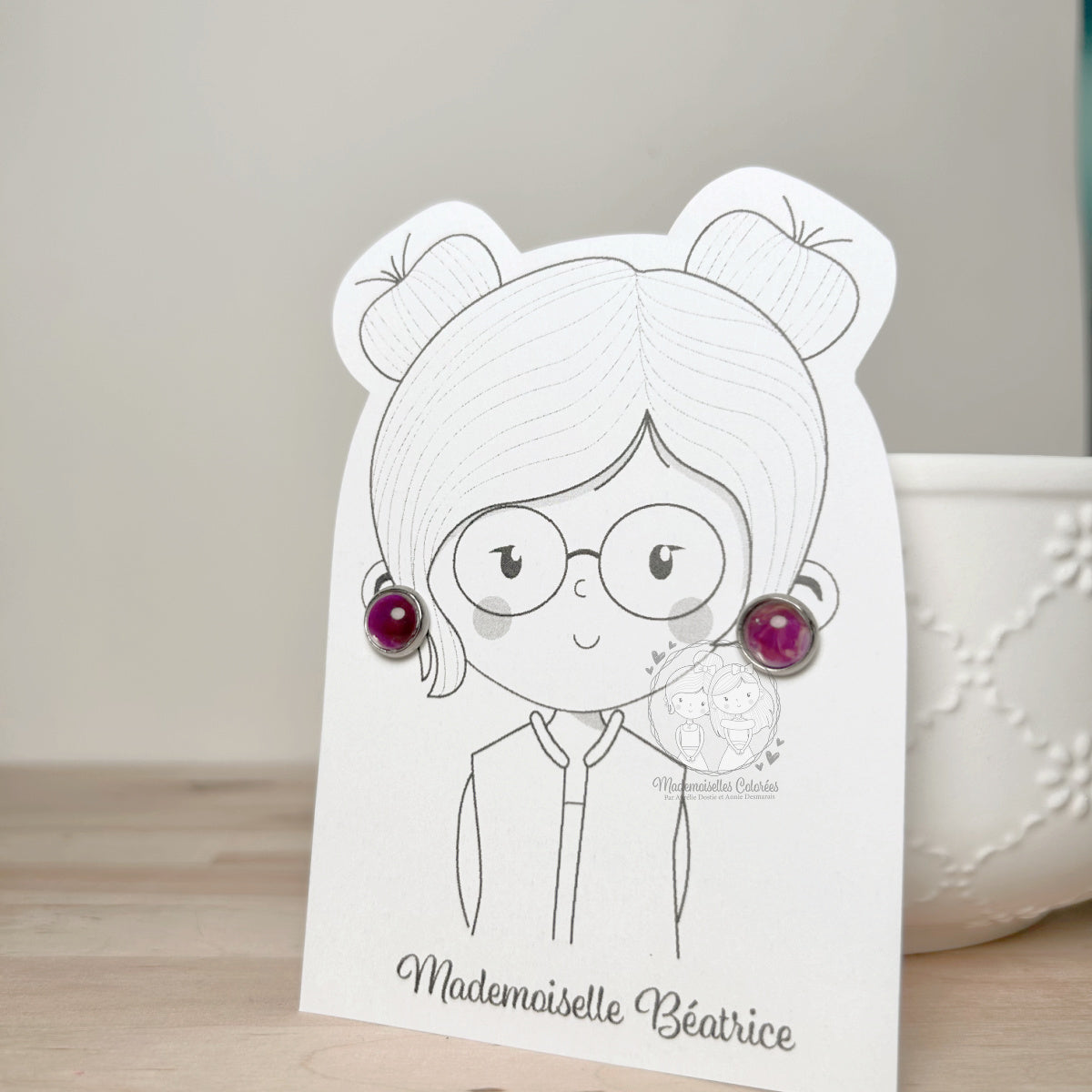 Boucles d'oreilles Clou Violettes