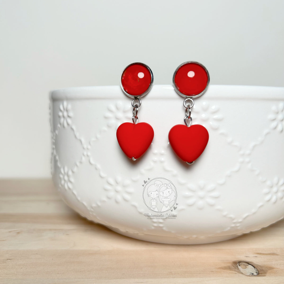 Boucles d'oreilles Pendante avec petit coeur