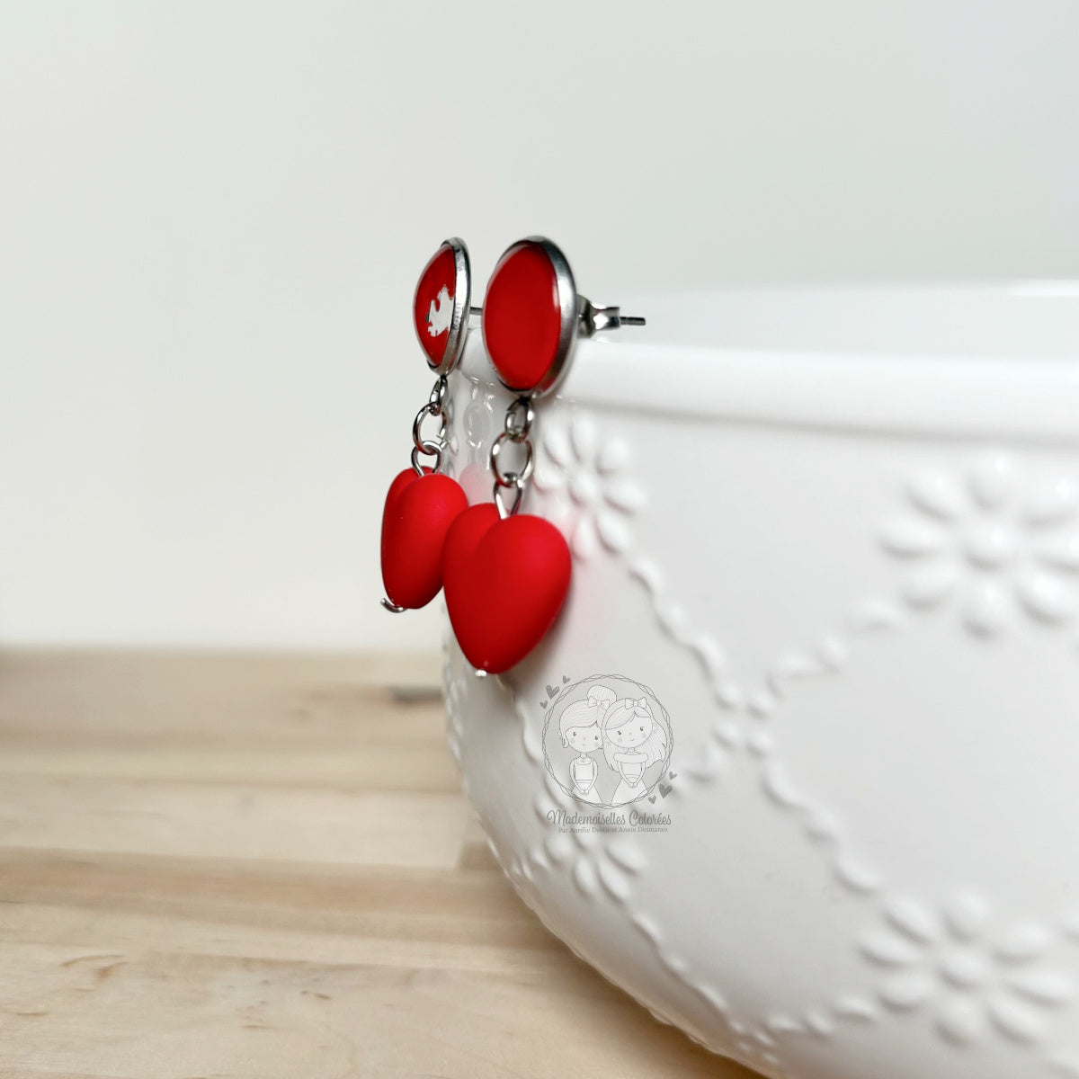 Boucles d'oreilles Pendante avec petit coeur