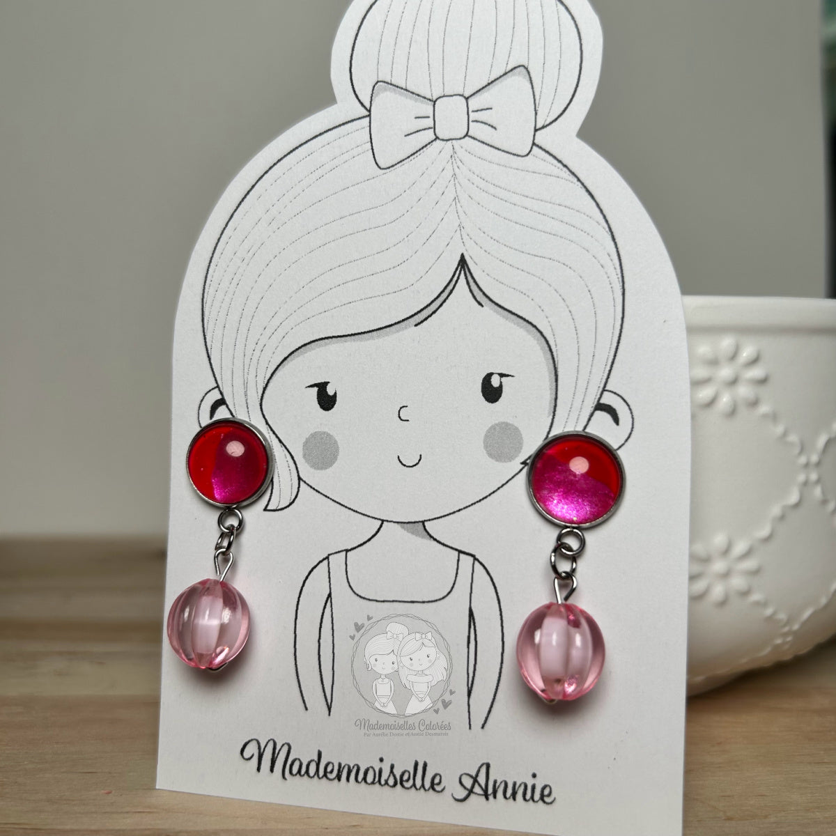 Boucle d'oreille pendante Rose